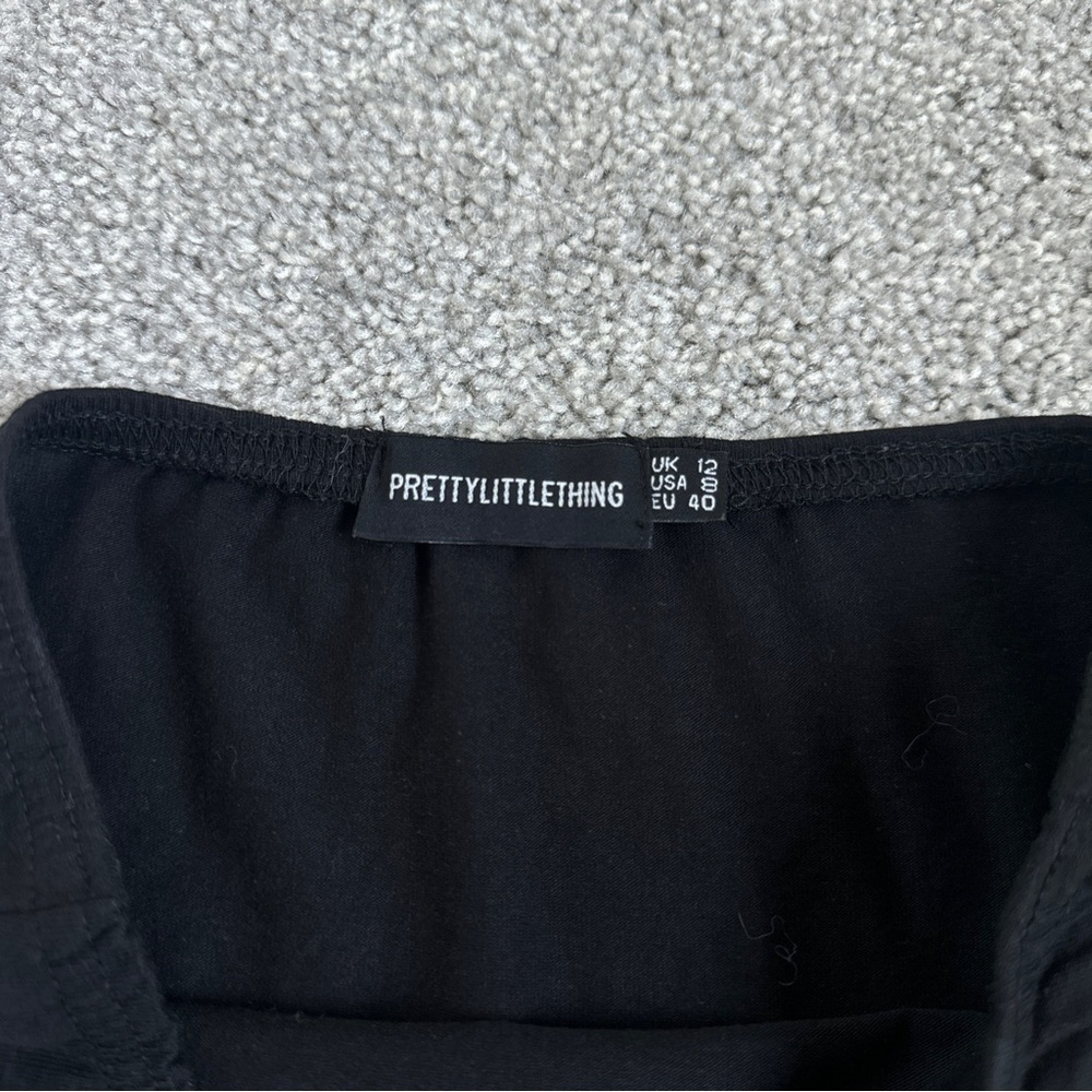 Prettylittlething Basic Black Cotton Blend Bandeau Bodysuit - Picture 6 of 8